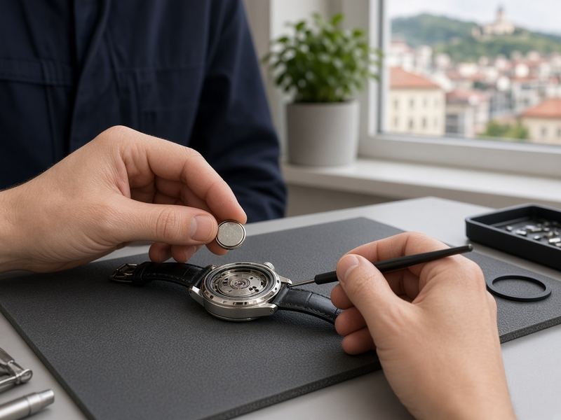 Battery swap at Azurepeak Watch Desk