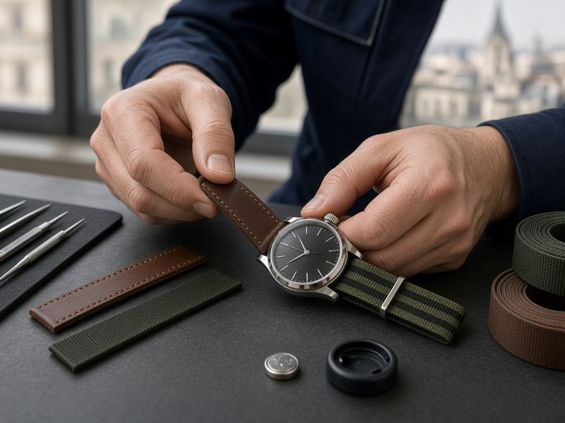 Strap fitting at Azurepeak Watch Desk